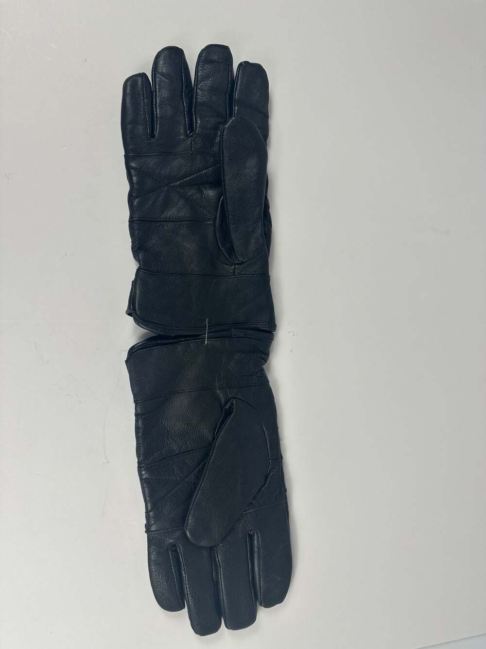 Mens Black L/XL Leather Driving Gloves Thinsulate 40g Insulated Patchwork Snap